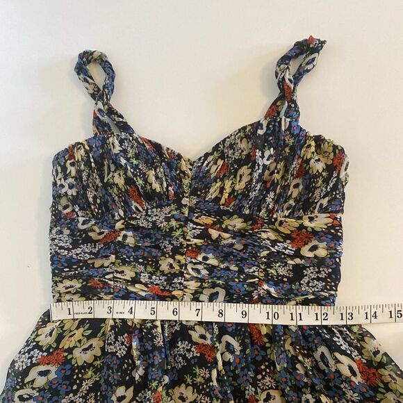 Suzi Chin for Maggy Boutique Black Floral Mini Dress Size 4 - Picture 11 of 14